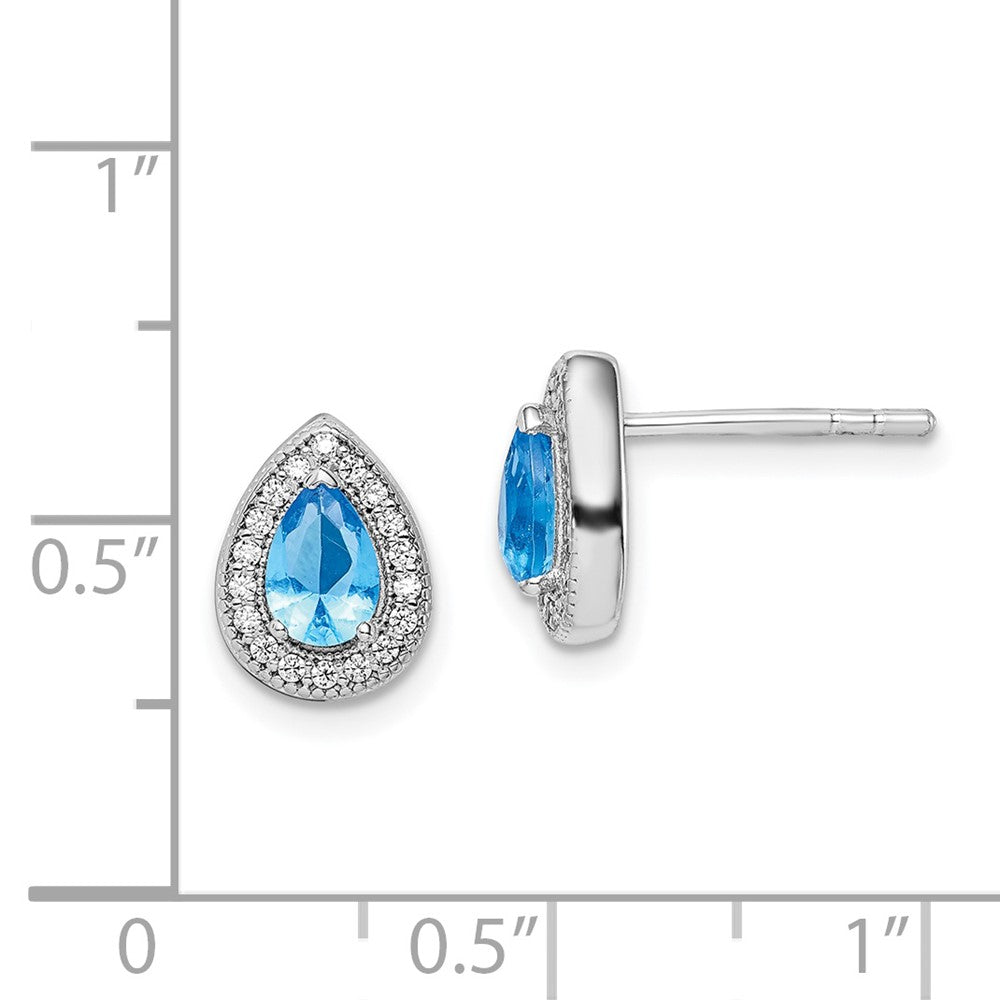 Sterlingsilber Rhodiniert Blau und Klar Zirkonia Ohrstecker