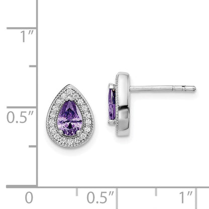 Sterlingsilber Rhodiniert Lila und Klar Zirkonia Ohrringe