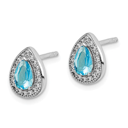 Sterlingsilber Rhodiniert Blau und Klar Zirkonia Ohrstecker