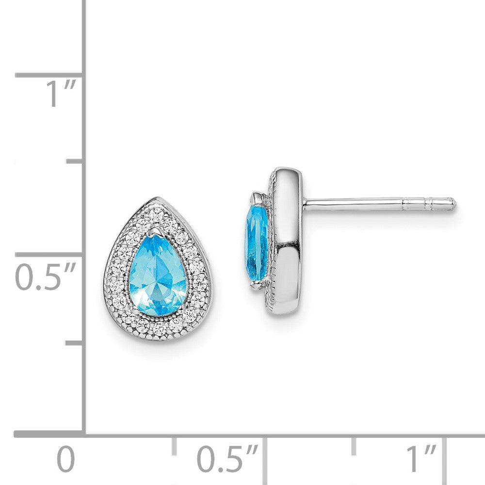 Sterlingsilber Rhodiniert Blau und Klar Zirkonia Ohrstecker