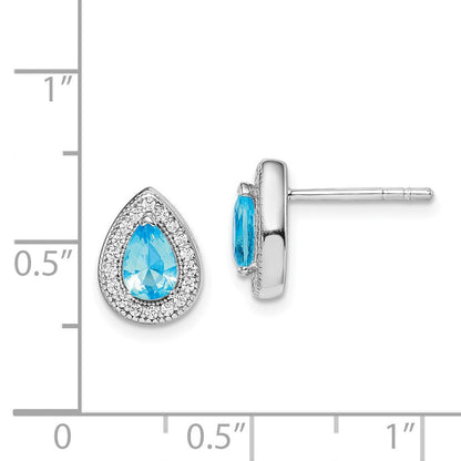 Sterlingsilber Rhodiniert Blau und Klar Zirkonia Ohrstecker