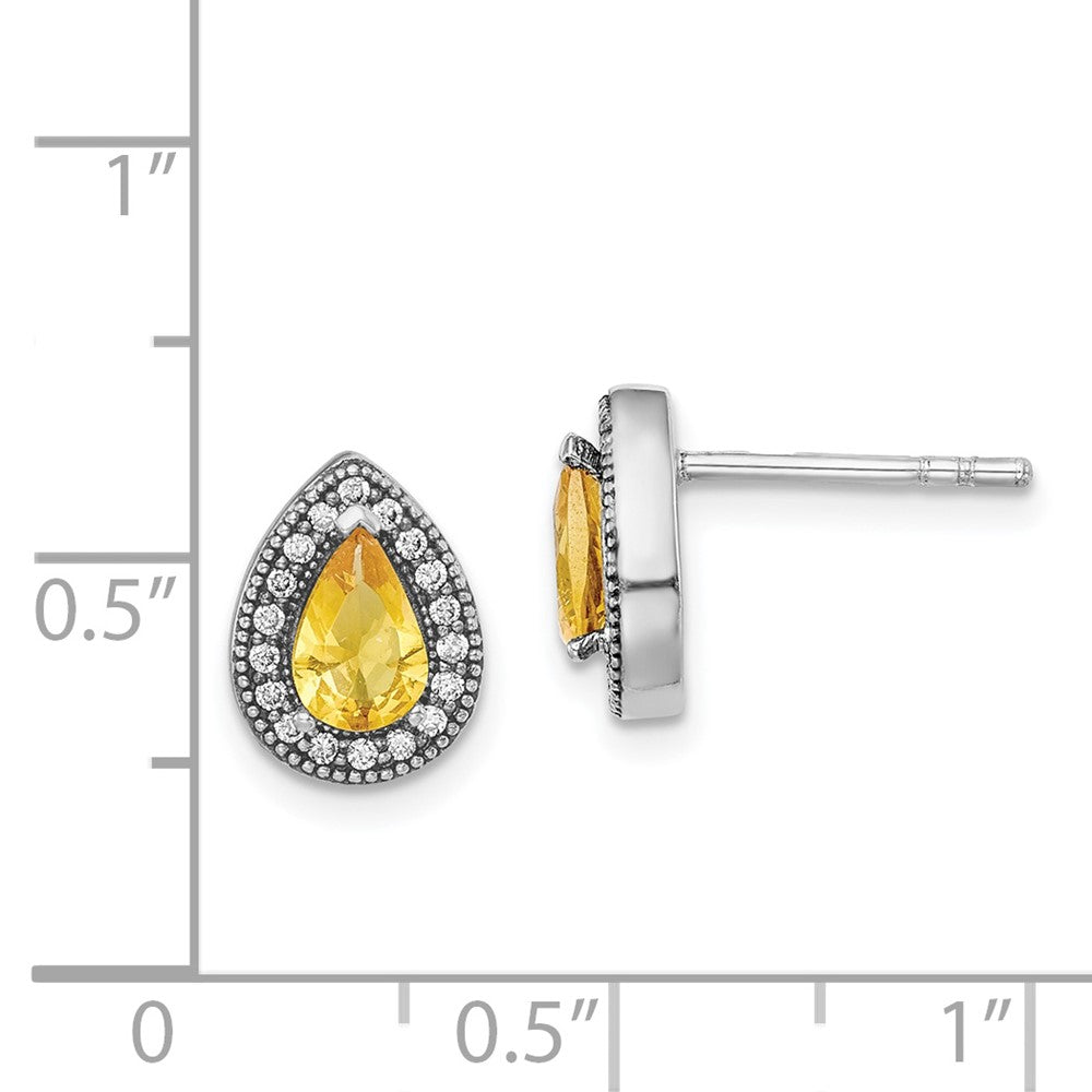 Sterlingsilber Rhodiniert Gelb und Klar Zirkonia Ohrstecker