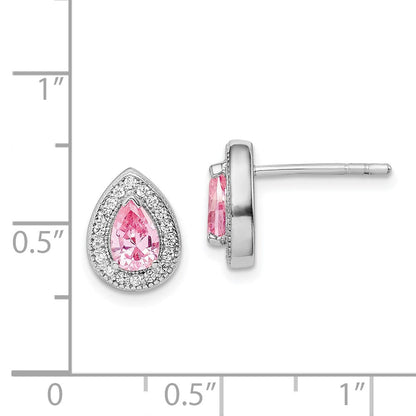 Sterlingsilber Rhodiniert Rosa und Klar Zirkonia Ohrstecker