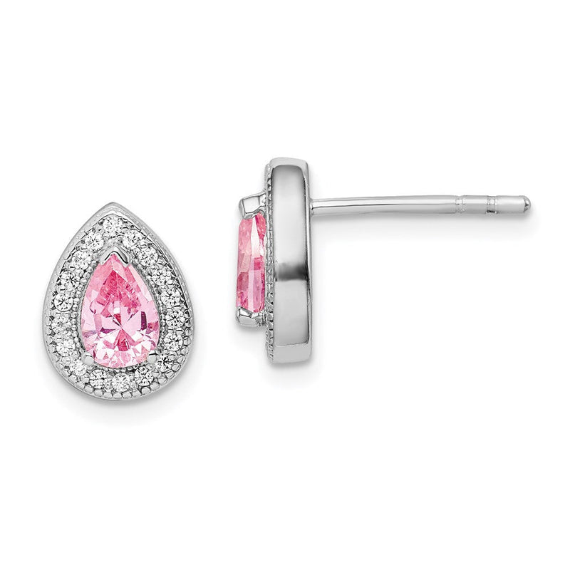 Sterlingsilber Rhodiniert Rosa und Klar Zirkonia Ohrstecker