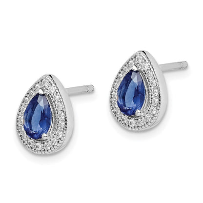 Sterlingsilber Rhodiniert Blau und Klar Zirkonia Ohrstecker