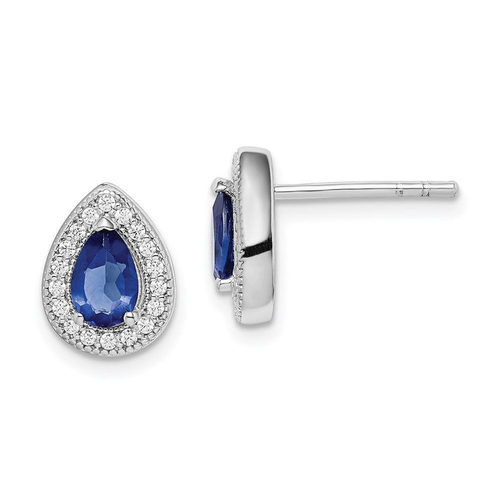Sterlingsilber Rhodiniert Blau und Klar Zirkonia Ohrstecker