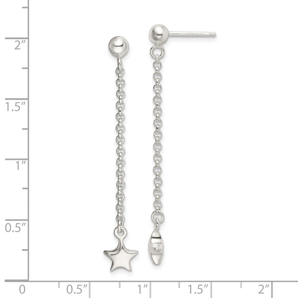 Sterlingsilber Poliert Stern Tropfen und Hängend Ohrstecker