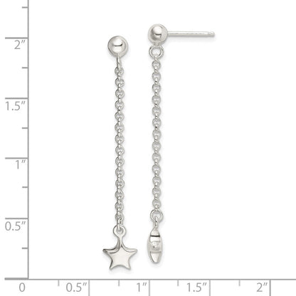 Sterlingsilber Poliert Stern Tropfen und Hängend Ohrstecker