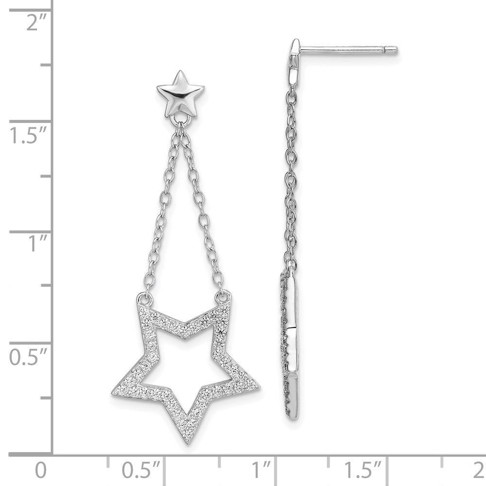 Sterlingsilber Rhodiniert Zirkonia Stern Ohrhänger