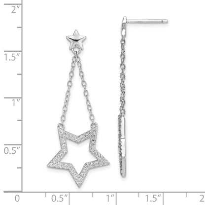 Sterlingsilber Rhodiniert Zirkonia Stern Ohrhänger