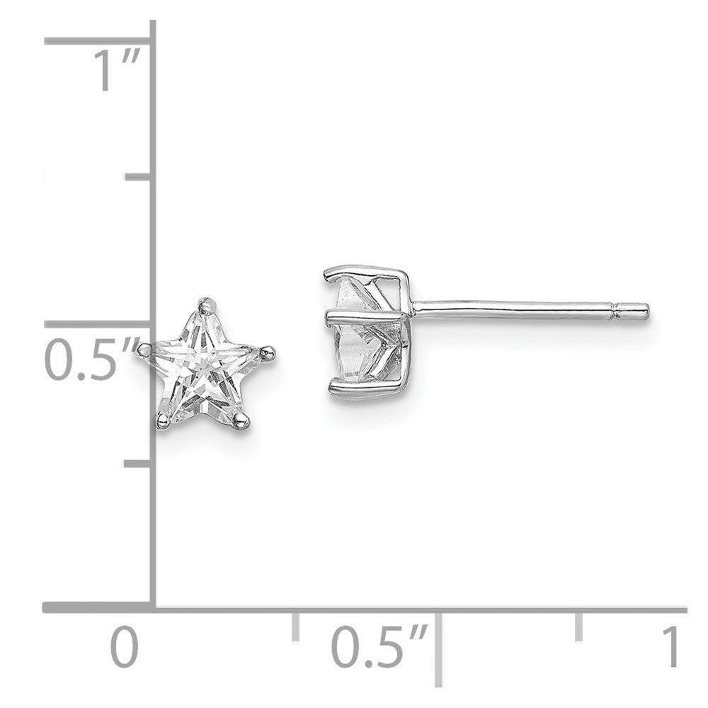 Sterlingsilber Rhodiniert 6mm Zirkonia Stern Ohrstecker