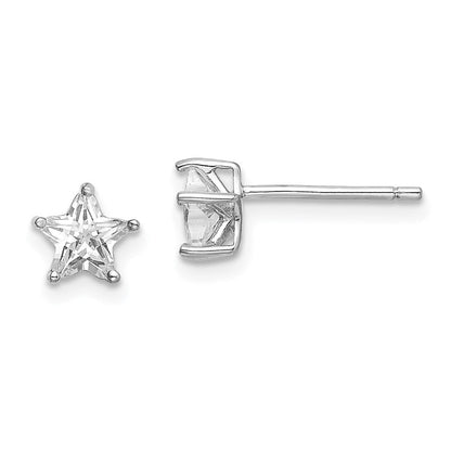 Sterlingsilber Rhodiniert 6mm Zirkonia Stern Ohrstecker