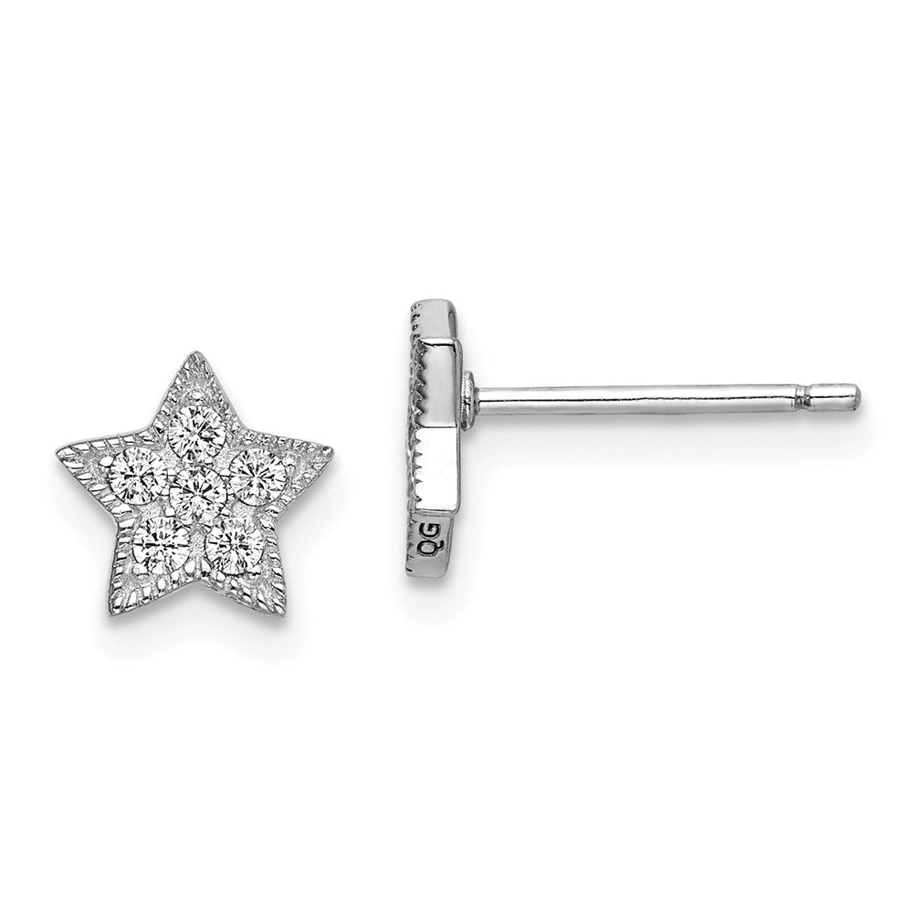 Sterlingsilber Rhodiniert Zirkonia Stern und Mond Left/right Ohrringe