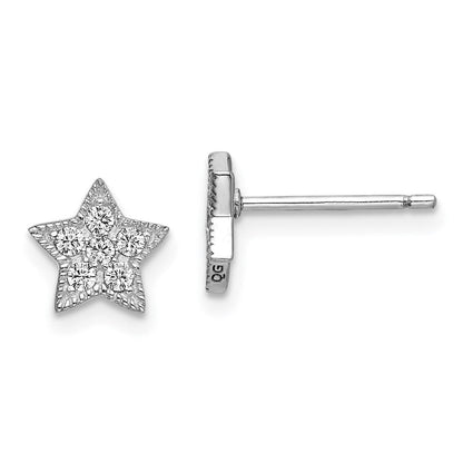 Sterlingsilber Rhodiniert Zirkonia Stern und Mond Left/right Ohrringe
