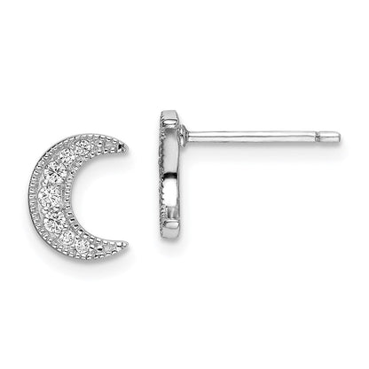 Sterlingsilber Rhodiniert Zirkonia Stern und Mond Left/right Ohrringe