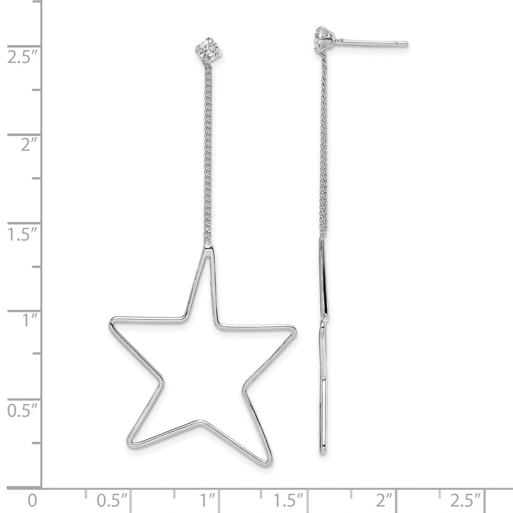 Sterlingsilber Rhodiniert Zirkonia Stern Ohrhänger