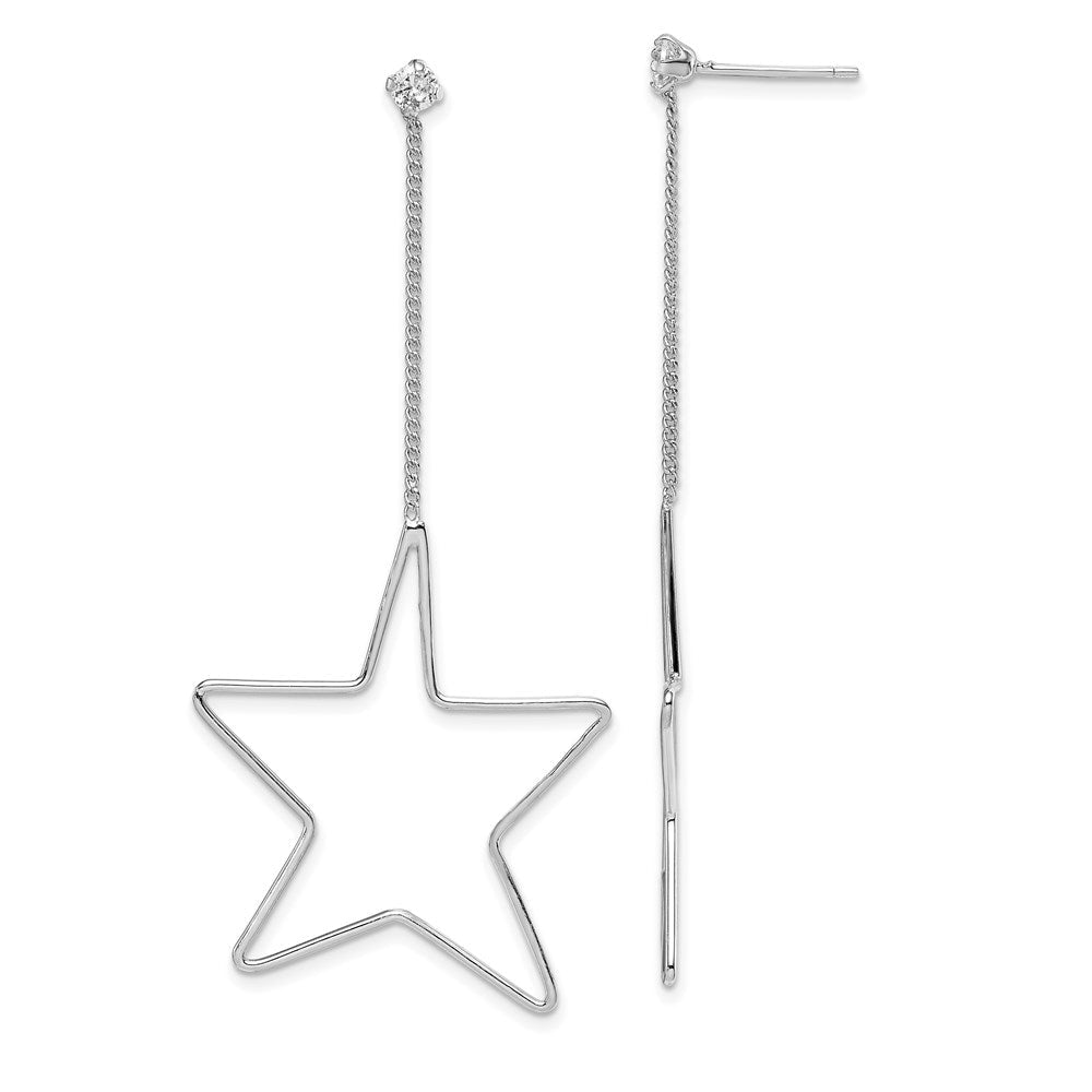 Sterlingsilber Rhodiniert Zirkonia Stern Ohrhänger