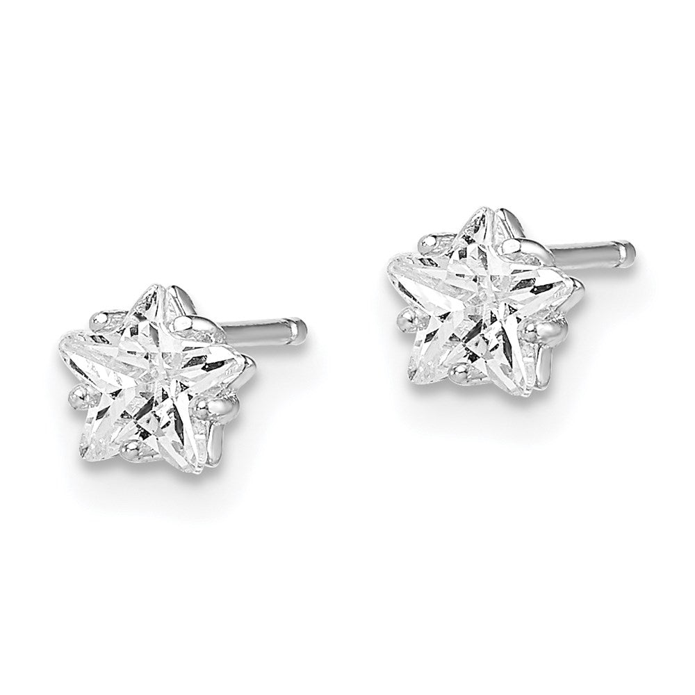 Sterlingsilber Rhodiniert Zirkonia Stern Ohrstecker