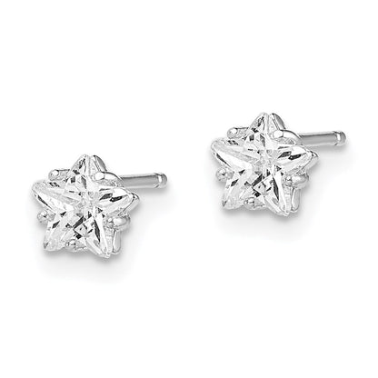Sterlingsilber Rhodiniert Zirkonia Stern Ohrstecker