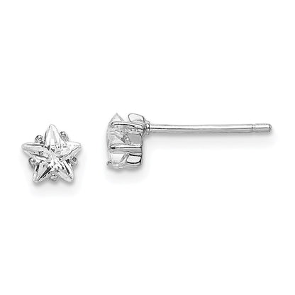Sterlingsilber Rhodiniert Zirkonia Stern Ohrstecker