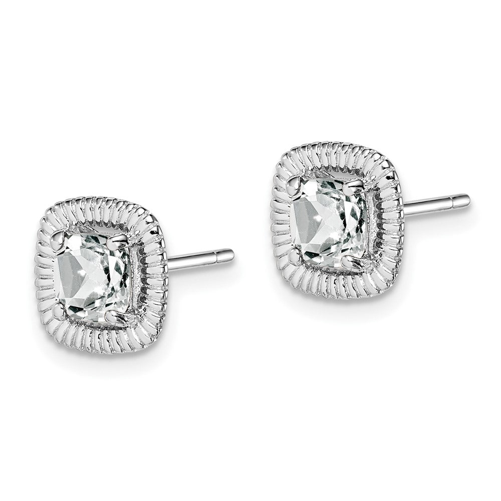 Sterlingsilber Rhod-plat Weiß Topas Quadratisch Ohrstecker