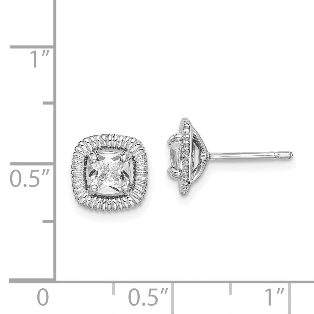 Sterlingsilber Rhod-plat Weiß Topas Quadratisch Ohrstecker