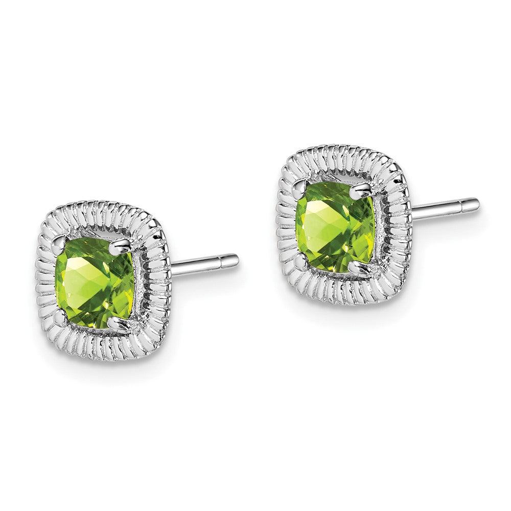 Sterlingsilber Rhod-plat Peridot Quadratisch Ohrstecker
