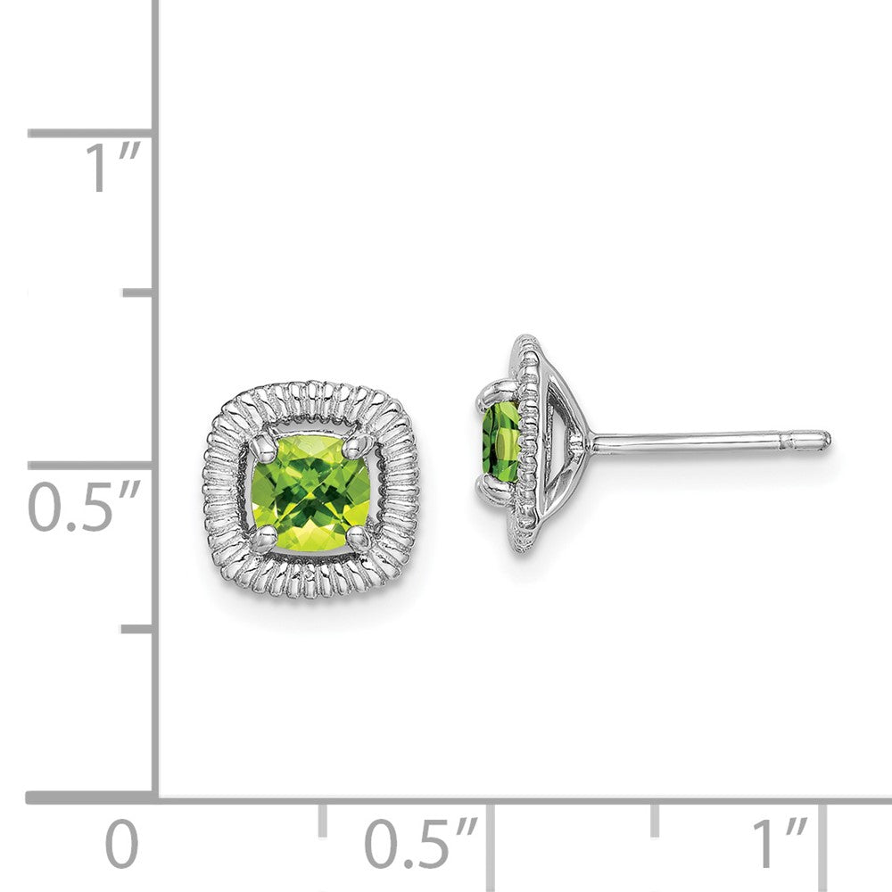 Sterlingsilber Rhod-plat Peridot Quadratisch Ohrstecker