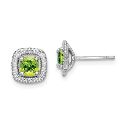 Sterlingsilber Rhod-plat Peridot Quadratisch Ohrstecker