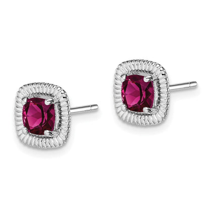 Sterlingsilber Rhod-plat Rhodolith Granat Quadratisch Ohrstecker