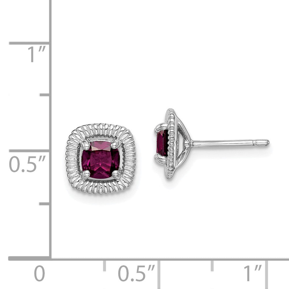 Sterlingsilber Rhod-plat Rhodolith Granat Quadratisch Ohrstecker