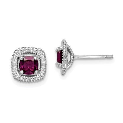 Sterlingsilber Rhod-plat Rhodolith Granat Quadratisch Ohrstecker