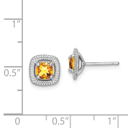 Sterlingsilber Rhod-plat Citrin Quadratisch Ohrstecker