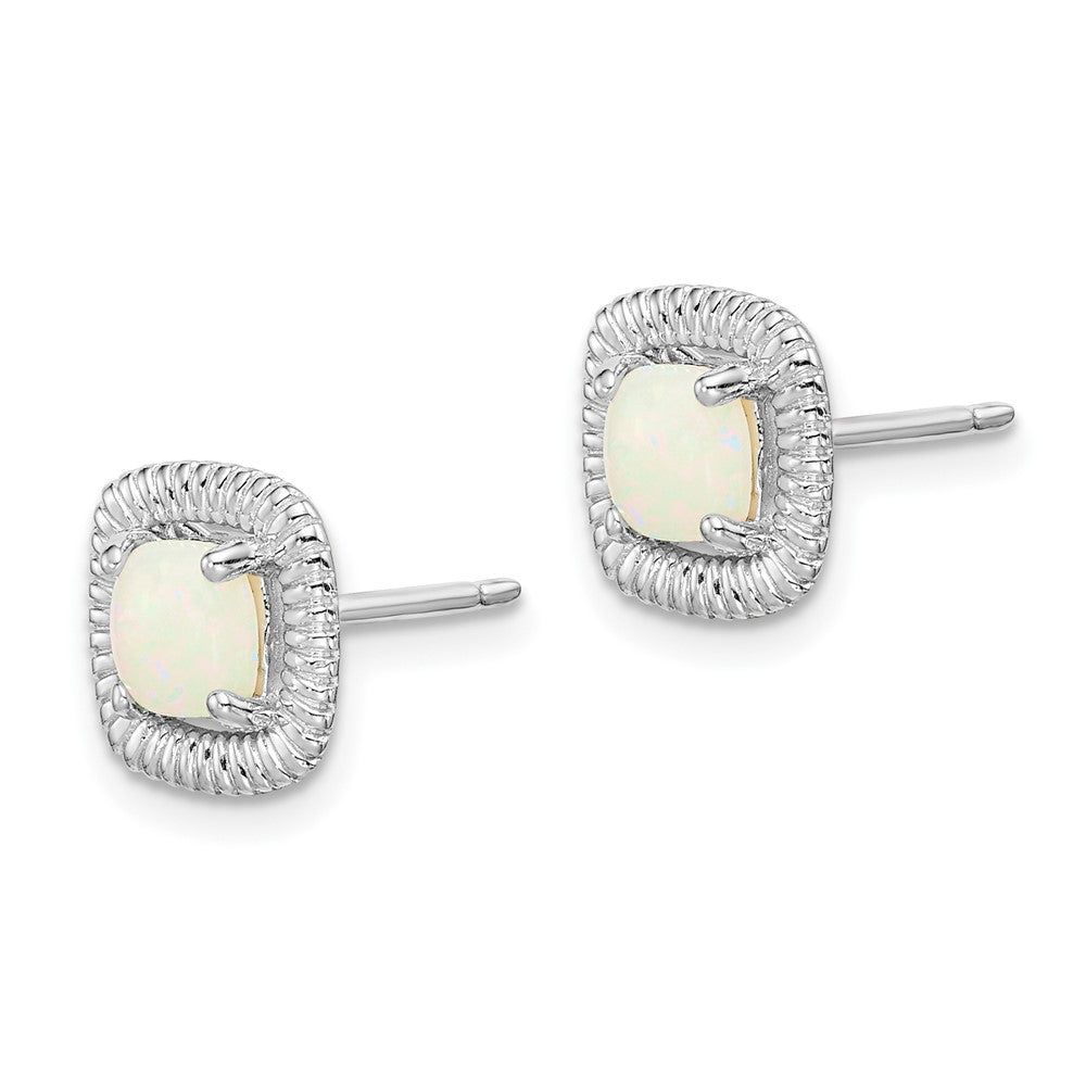Sterlingsilber Rhod-plat Milky Opal Quadratisch Ohrstecker