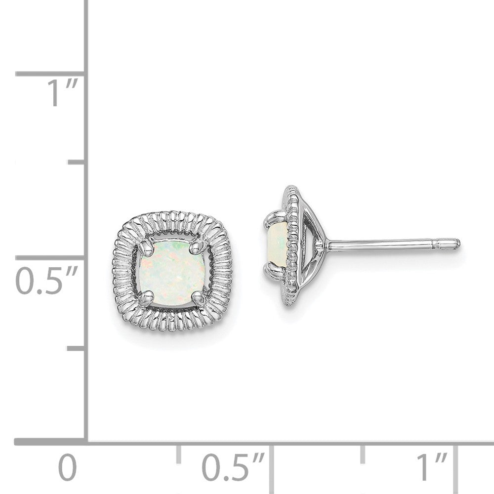 Sterlingsilber Rhod-plat Milky Opal Quadratisch Ohrstecker