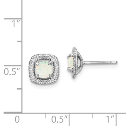 Sterlingsilber Rhod-plat Milky Opal Quadratisch Ohrstecker