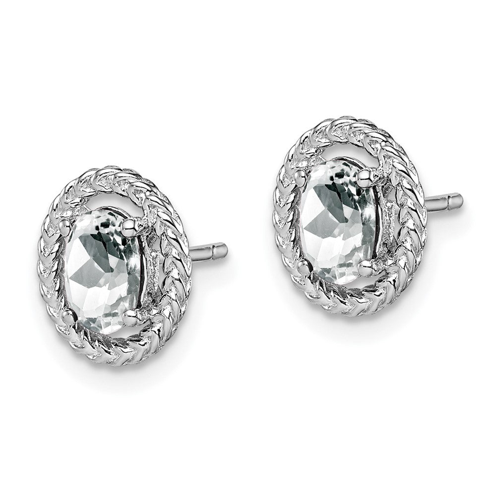 Sterlingsilber Rhod-plat Weiß Topas Oval Ohrstecker