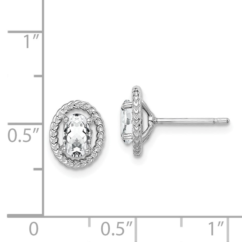 Sterlingsilber Rhod-plat Weiß Topas Oval Ohrstecker
