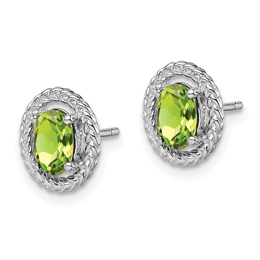Sterlingsilber Rhod-plat Peridot Oval Ohrstecker