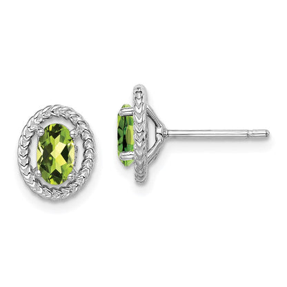 Sterlingsilber Rhod-plat Peridot Oval Ohrstecker