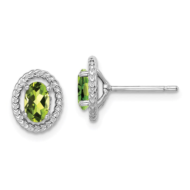 Sterlingsilber Rhod-plat Peridot Oval Ohrstecker