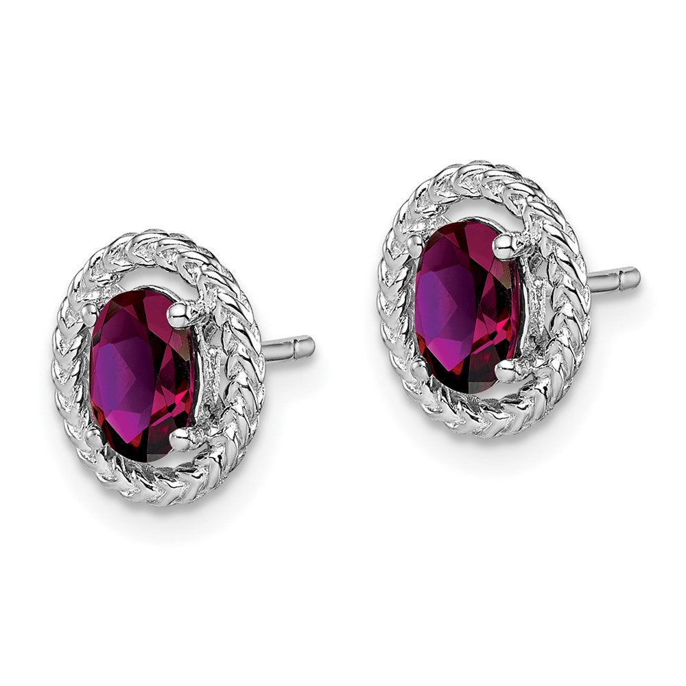 Sterlingsilber Rhod-plat Rhodolith Granat Oval Ohrstecker