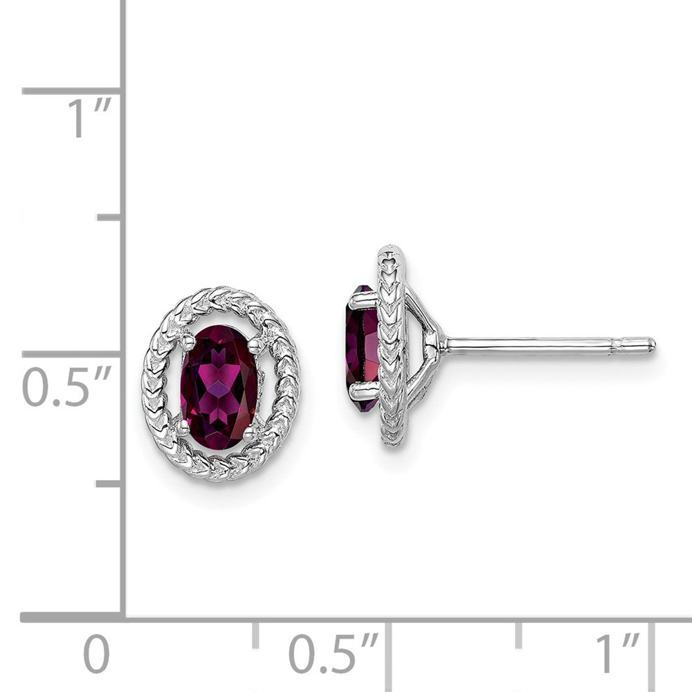 Sterlingsilber Rhod-plat Rhodolith Granat Oval Ohrstecker