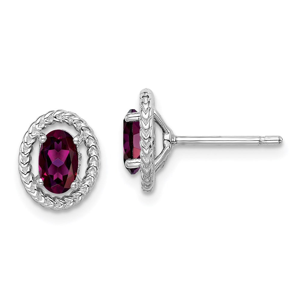 Sterlingsilber Rhod-plat Rhodolith Granat Oval Ohrstecker