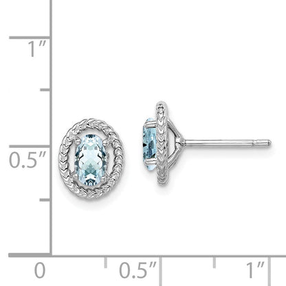 Sterlingsilber Rhod-plat Aquamarin Oval Ohrstecker