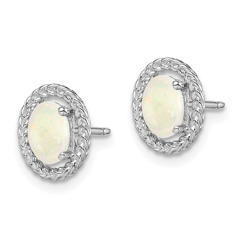 Sterlingsilber Rhod-plat Milky Opal Oval Ohrstecker