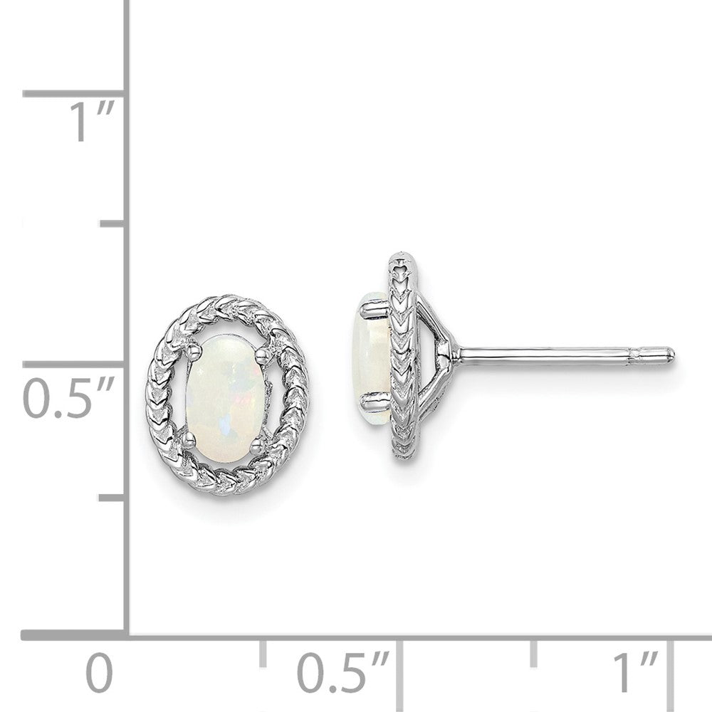 Sterlingsilber Rhod-plat Milky Opal Oval Ohrstecker