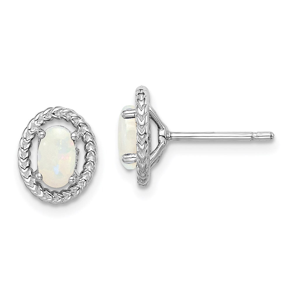 Sterlingsilber Rhod-plat Milky Opal Oval Ohrstecker