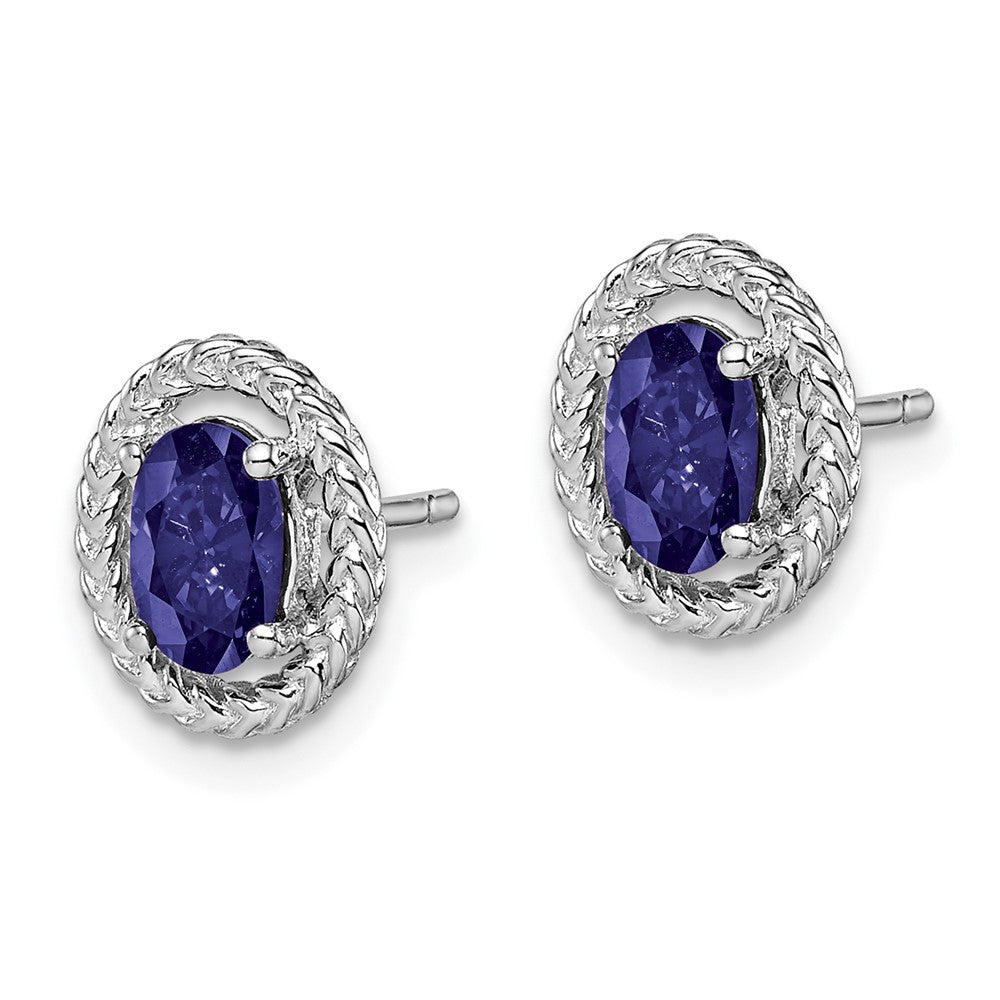 Sterlingsilber Rhod-plat Create Saphir Oval Ohrstecker