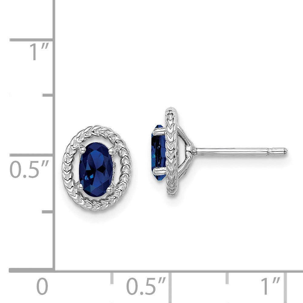 Sterlingsilber Rhod-plat Create Saphir Oval Ohrstecker